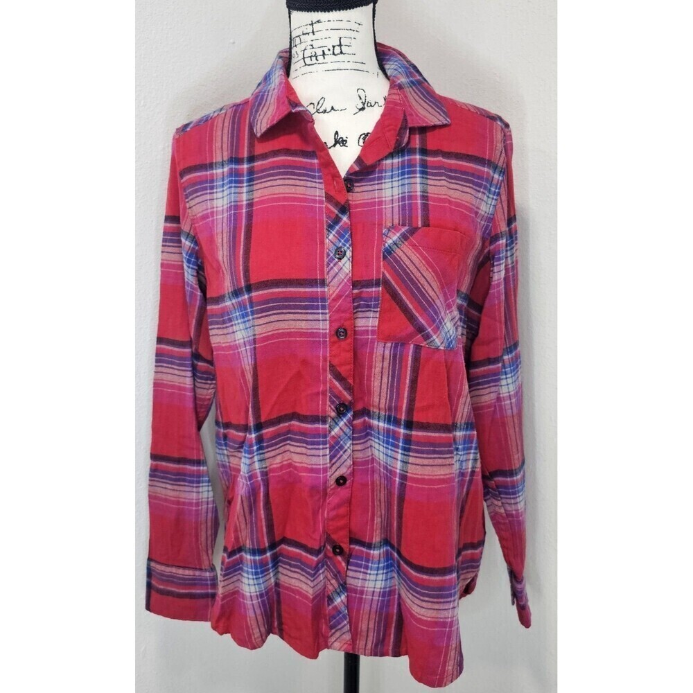 Orvis Ladies Stretch Flannel Shirt Laurie Plaid Size Medium Red Multicolor Soft